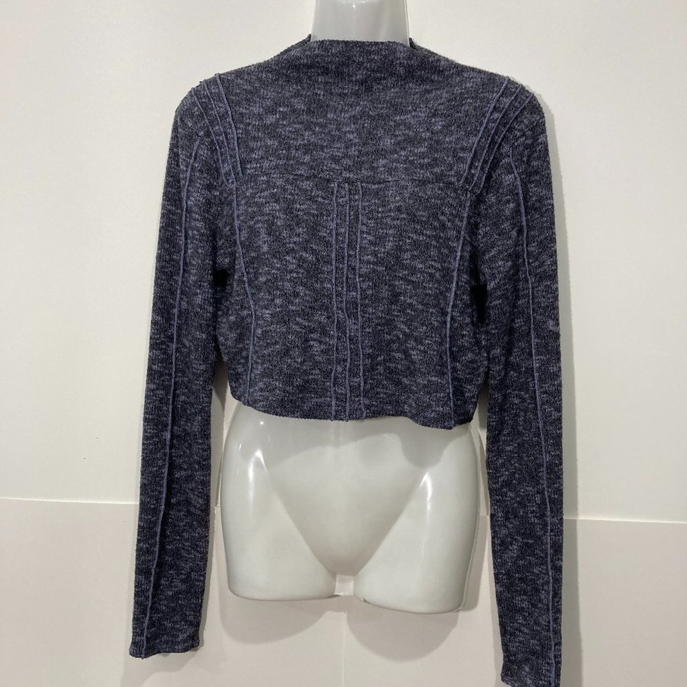 Urban Outfitters Out From Under Tripp Cropped Mock Neck Top Gray Waffle Knit L